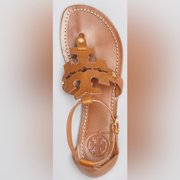 Tory Burch Women’s Phoebe Flat Thong Tumbled Leather in Royal Tan Size 7.5‎ - Picture 3 of 14